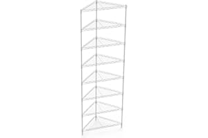 POUSEAYAR 8 Tier NSF Metal Triangle Corner Shelf Wire Shelving Unit, 400lbs Capacity (No Shelf Liners) Adjustable Storage Rack for Kitchen Bathroom Garage & Every Room Corner, 82" H x 20" L x 20" D - White