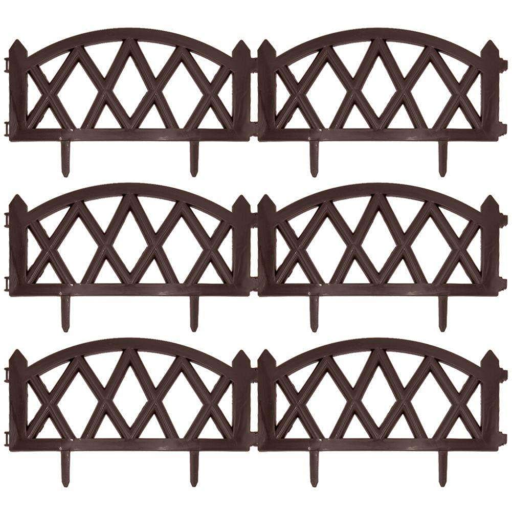 Vilde Garden palisade 300 cm | 6 pieces 50 x 30 cm | decorative fence in brown