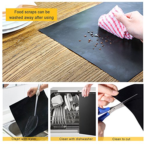 Teletrogy Grill Mat, Set of 5 Non-stick BBQ Grill & Baking Mats Reusable and Easy to Clean Cooking Accessories for Gas, Charcoal, Electric Grill and Kitchen Oven or Your Smoker -15.7 x 13 Inch (Black)