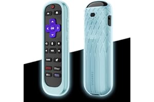 Fintie Protective Case for Roku Voice Remote Pro (2nd Edition), CaseBot Lightweight Anti Slip Kids-Friendly Shockproof Silicone Remote Cover for Roku RCB1R Controller, Blue Glow