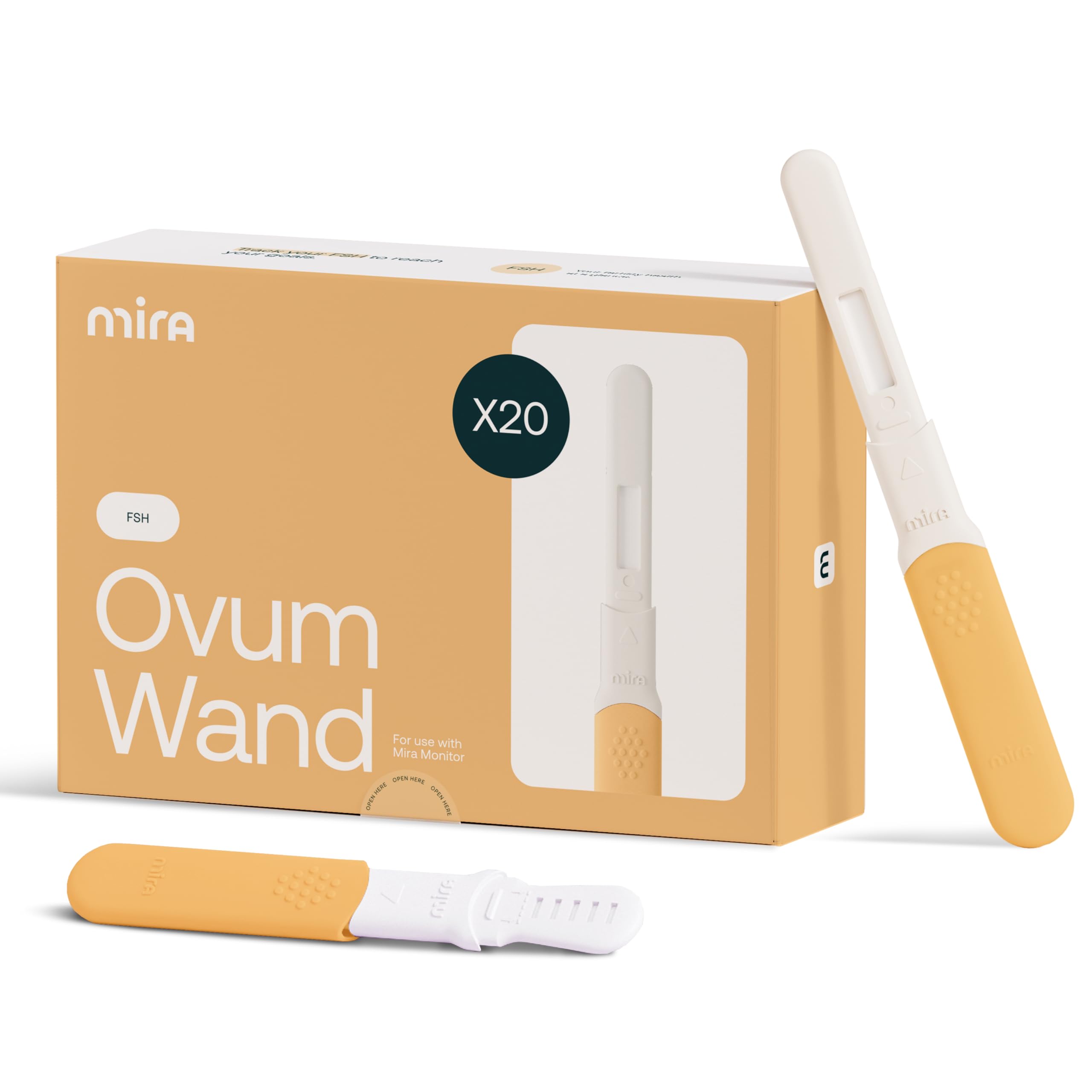Mira Fertility Ovum Wands, 20 Ovulation Test Sticks for Women, Easy to Use with Digital Mira Ovulation Tracker, Monitor FSH at Home, Modern Ovulation Predictor Kit with Individual Strips