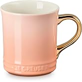 Le Creuset Stoneware Vancouver Mug, 14 oz., Peche/Gold Metallic Handle