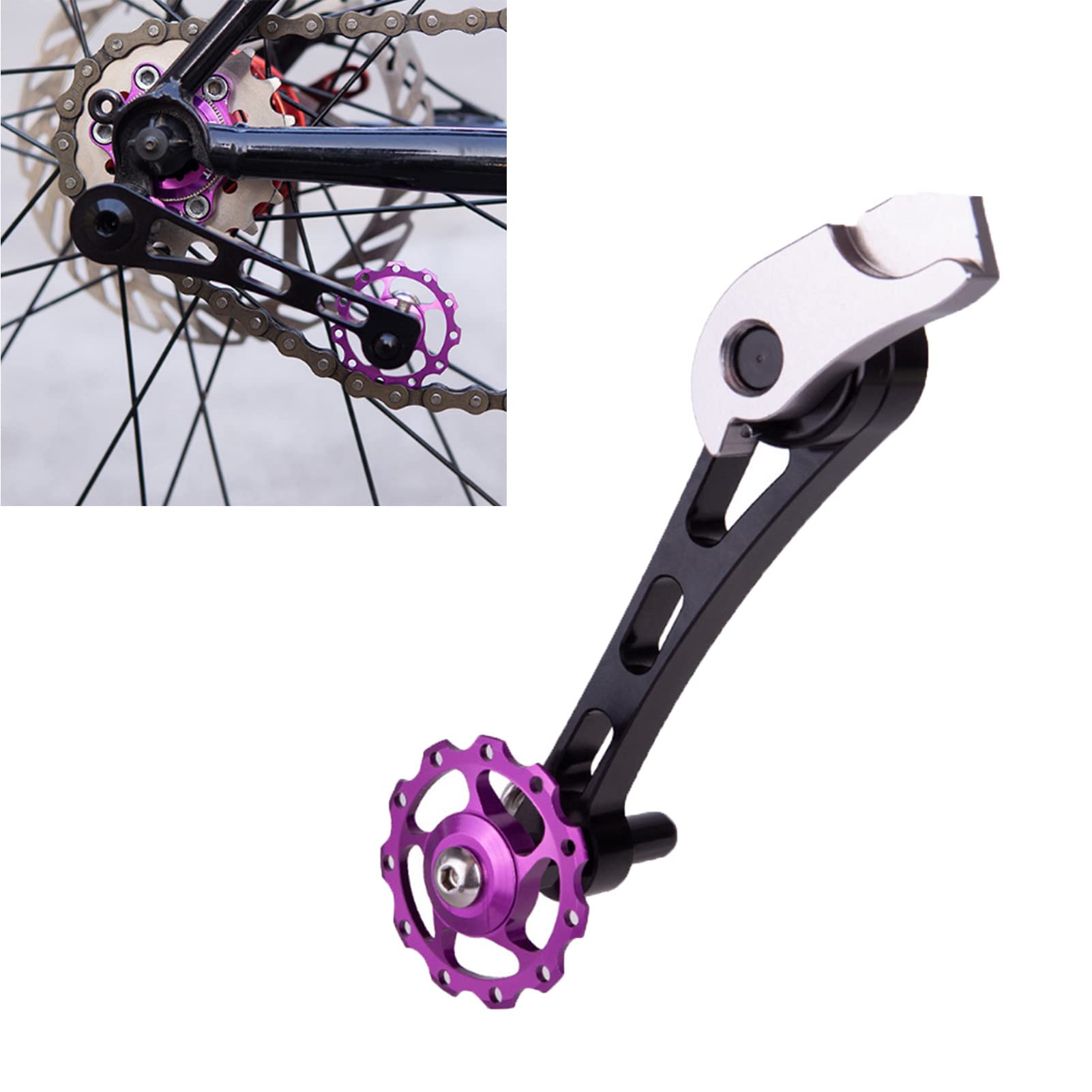 MOVKZACV Bike Chain Tensioner Single Speed Adjuster Converter for MTB Road Racing Bike, Cycling Chain Stabilizer Rear Derailleur Guide