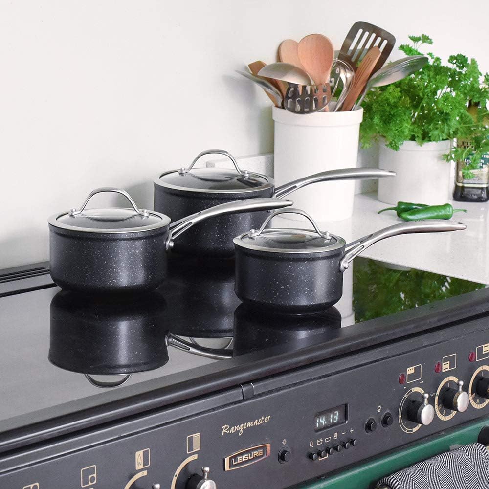 Induction Pans with CeramicReinforced Coating Toughened Glass Lids and