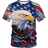 LAOLIUSN Men's 3D Eagle Print T-Shirt - Patriotic Theme,Animal Graphic Tee