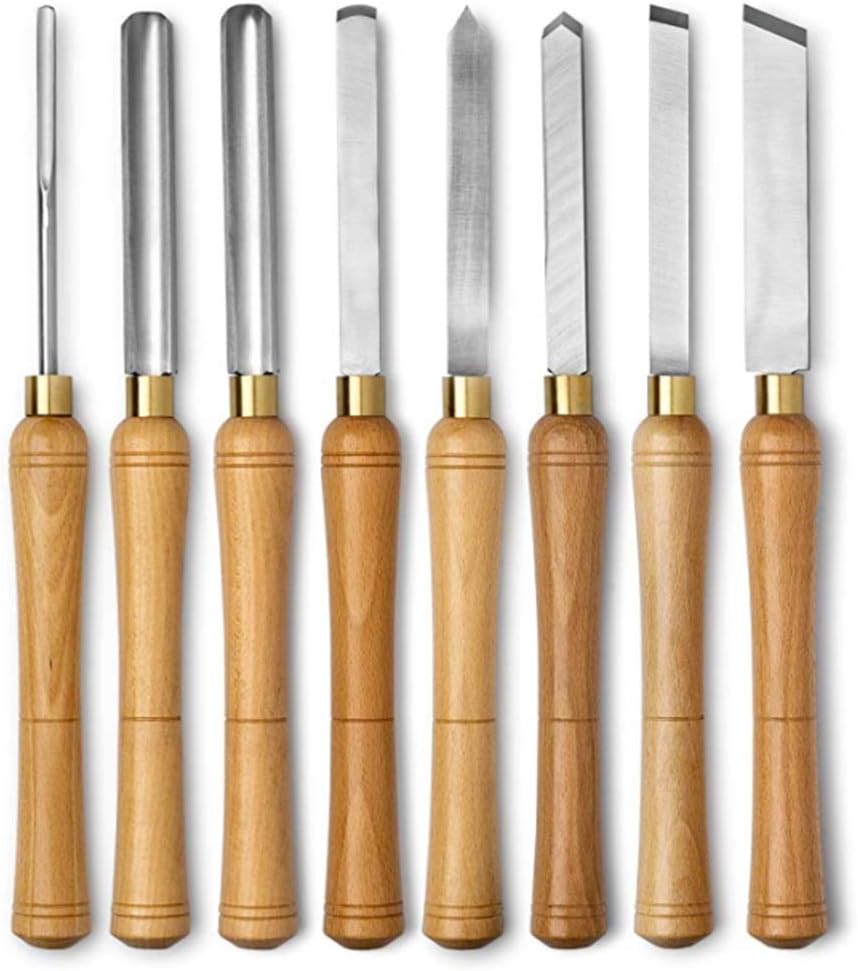 8Pcs Carbide Turning Tool, Wood Working Wood Lathe Chisel with Brass Ferrules and Wooden Storage Box for Beginners,Amateurs and Professionals
