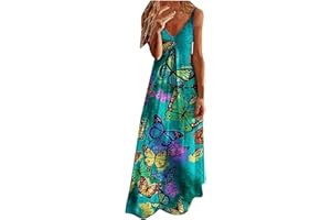 ANUYALUE Plus Size Dress for Women Vintage Floral Print Beach Maxi Dress Summer Vneck Sun Dress Dressy Casual Maxi Dresses