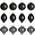 Zomiboo 12 Pcs Black Glass Christmas Ball Ornaments Set 3.15" Hanging Shatterproof Glass Bulbs for Christmas Tree Baubles Bulk for Holiday Xmas Tree Decorations Gifts