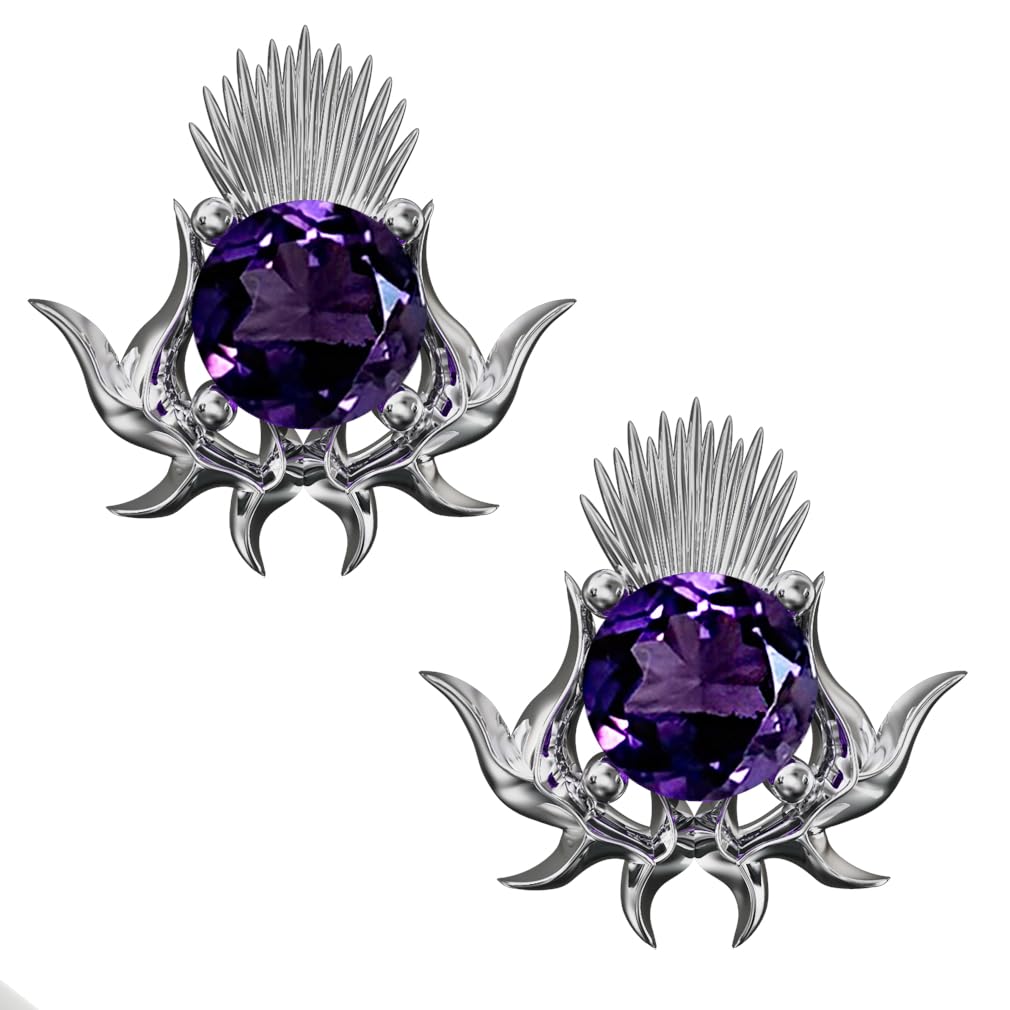 CAIRN 925 Sterling silver Scottish thistle earrings for women. Jewellery gift box included. Emblem. 5705