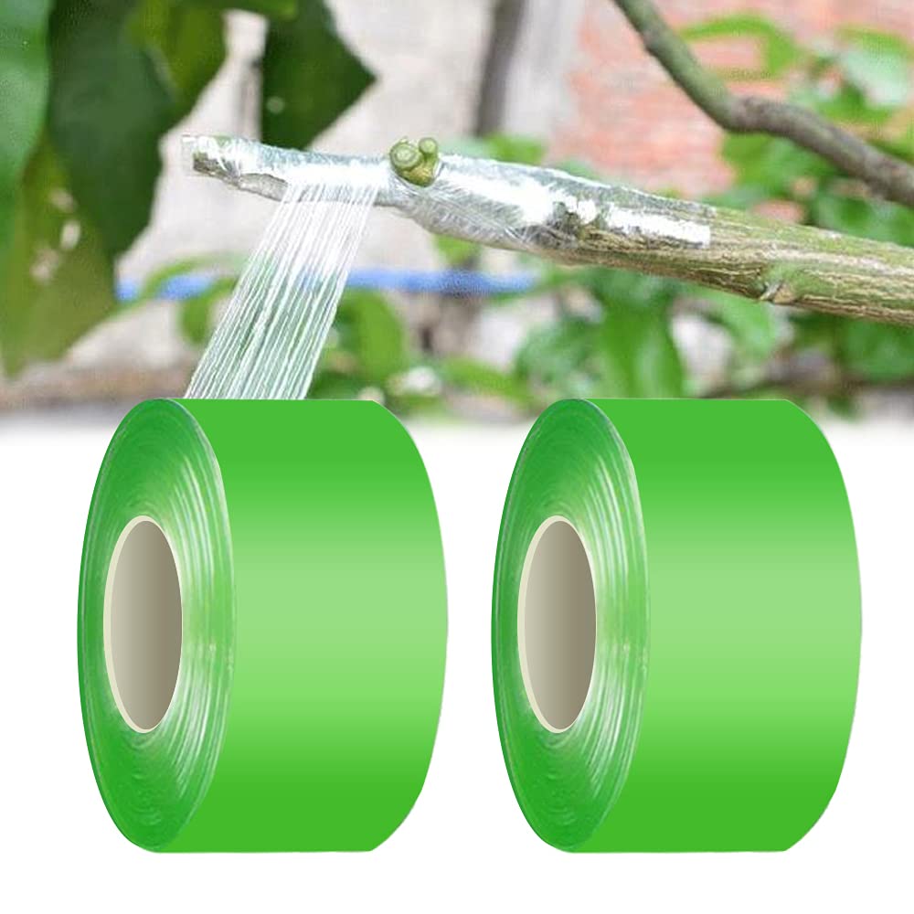 ANTHYTA Plant Tape,Nursery Grafting Tape,2 Roll Green Grafting Tape,Biodegradable Tape for Seeds,Plant Support Tape,Plastic Plant Tape Tomato Tie Tape,Green Tape for Plant(100mx3cm/per roll)