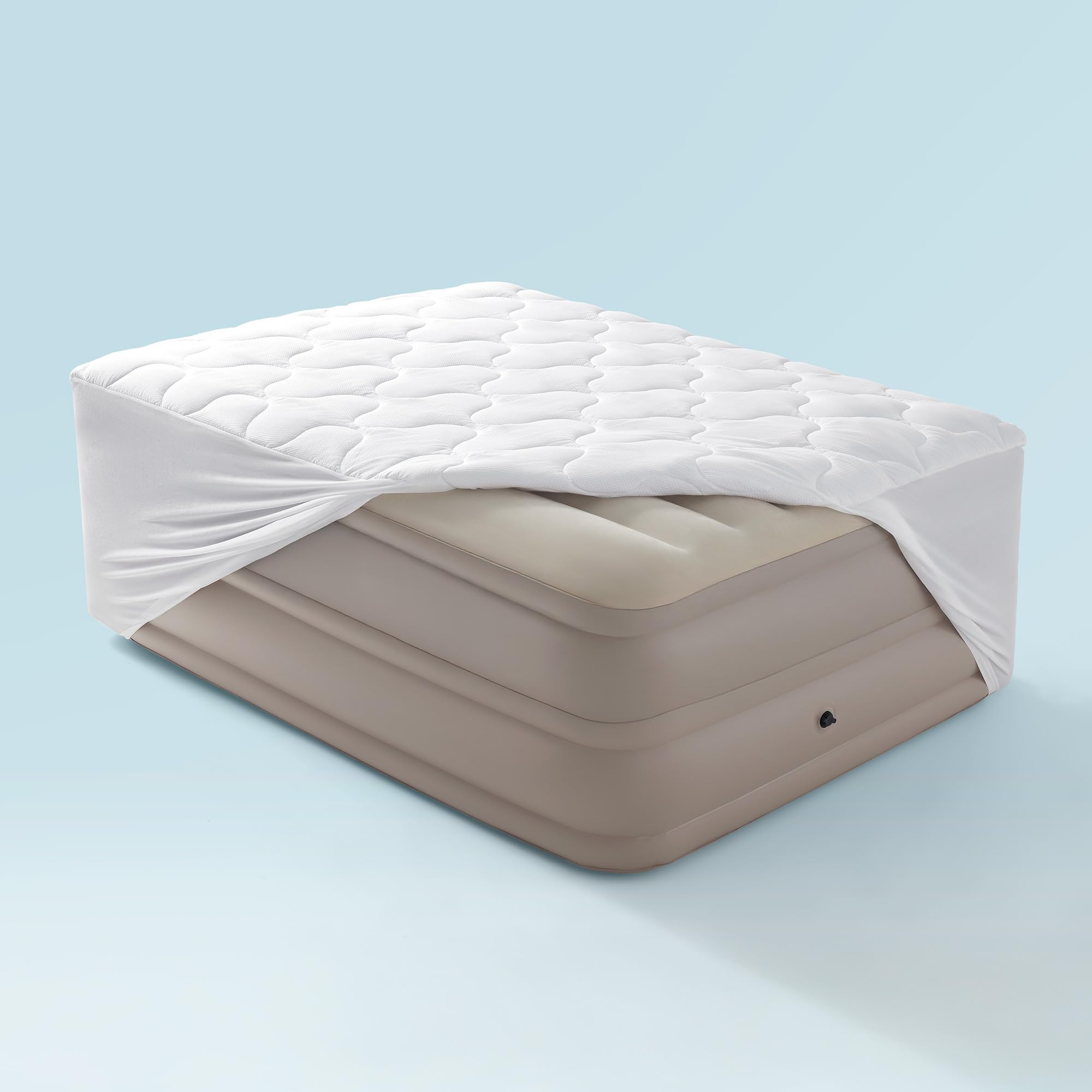 Photo 1 of SLEEP ZONE Twin Air Mattress Pad Cover, Plush Quilted Air Mattress Topper, Breathable and Noiseless Air Bed Mattress Protector with Deep Pocket Fits Up to 25 Inches Mattress (White)