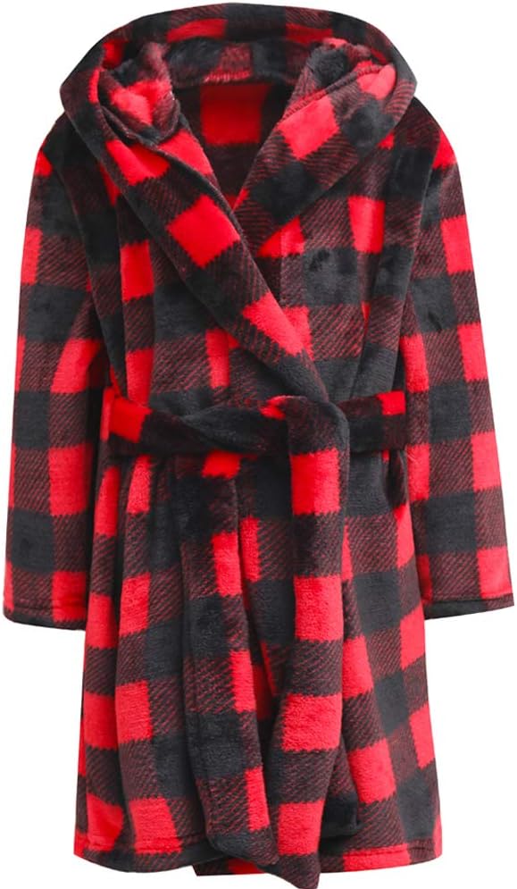 Boys Girls Bathrobes, Toddler Kids Hooded Robes Plush Soft Coral Fleece Pajamas Sleepwear for Girls Boys