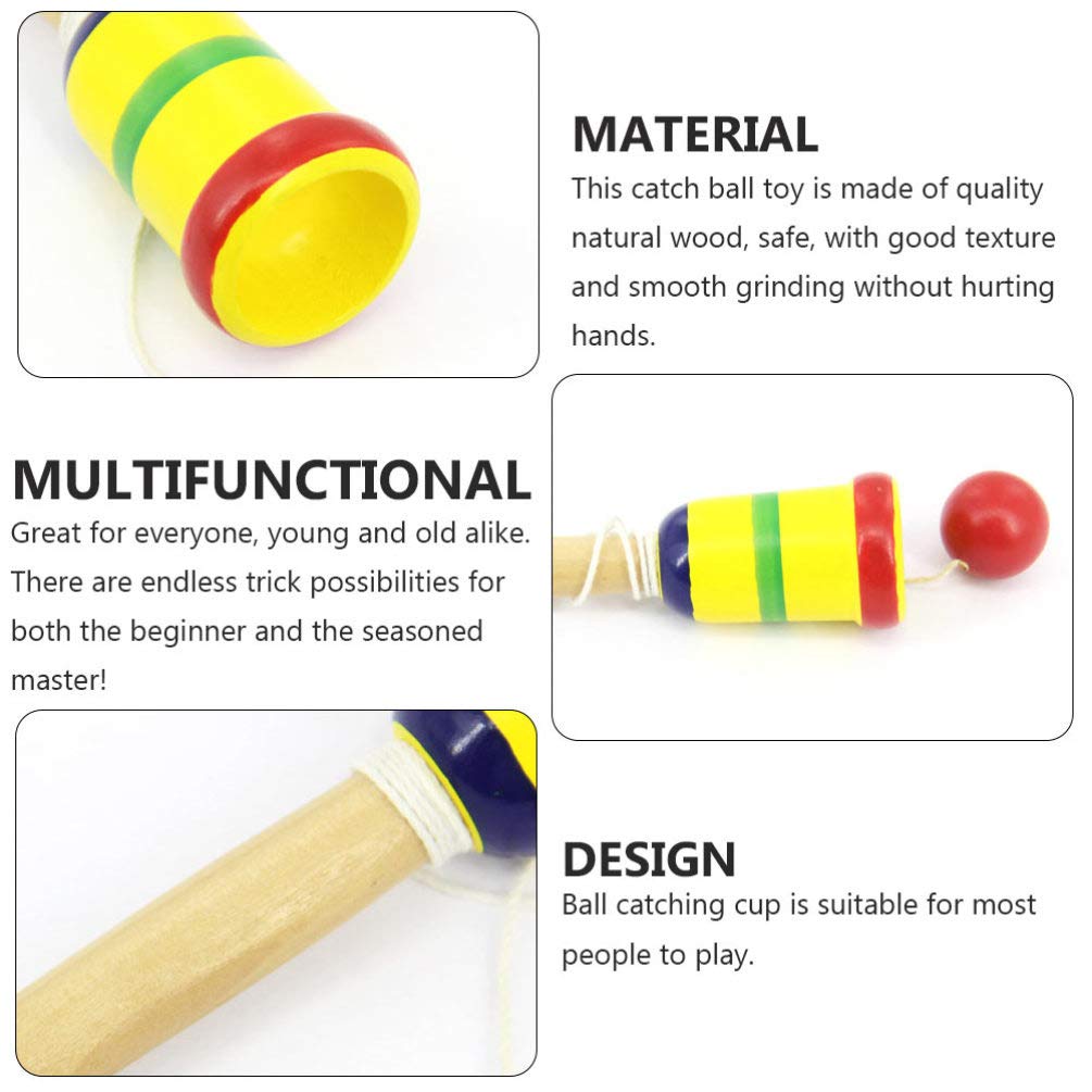 BESPORTBLE Wooden Kendama Toy Kendama Wood Toy Japanese Cup and Ball Catch Ball in Cup Game Traditional Japanese Toss and Catch Skill Game (Random Color)