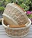 ShopOnNet RT450190-2 Handwoven Oval Wicker Storage Basket Curve Pole Handle in Cream and Brown (Set of 2)