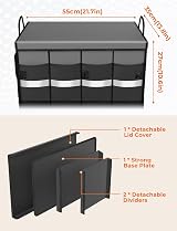 Oasser Car Boot Organiser Storage Collapsible with 3 Compartments Grey view 8