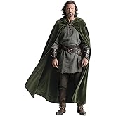 L'VOW Medieval Hooded Cloak Renaissance Velvet Cape Vintage Capelet for Halloween Sorcerer Wizard Cosplay