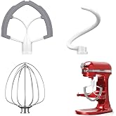 Flex Edge Beater 3Pcs for KitchenAid Mixer Attachments and Accessories Compatible with 6 Quart Lifting Stand Mixers (KN256 6-Wire Whip, 6QT Flat Beater Paddle, 6QT Dough Hook Attachment)