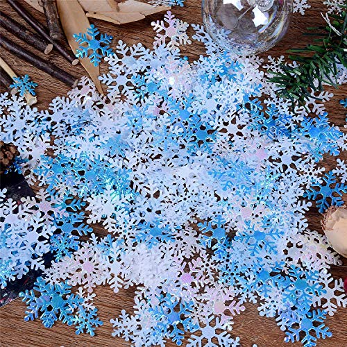 1600 Piece Christmas Snowflake Confetti White Blue Sequin Snowflake Confetti for Birthday Party Wedding Christmas Party Decoration - Thumbnail 5