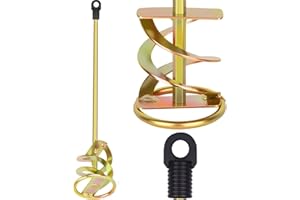 QSLST Paint Mixer for Drill Attachment - Double Helix Stirrer Fits 1-5 Gallon Buckets, Rust-Resistant for Paint, Epoxy, Resin & Concrete