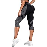 Verdusa Women's Color Block Leggings High Waisted Tummy Control Booty Lifting Skinny Capri Pants