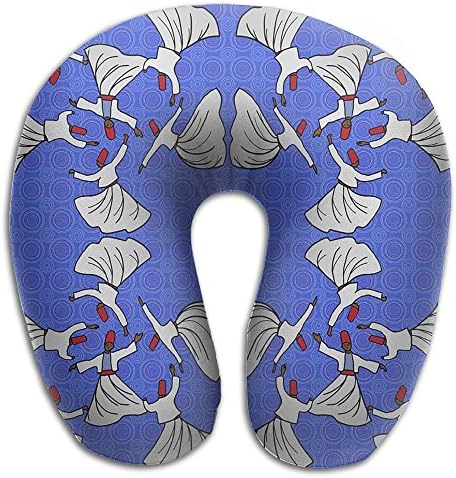 A Whirl Of Dervishes On Bright Blue Memory Foam Travel Neck Pillow U Shaped Travel Neck Support Cushion