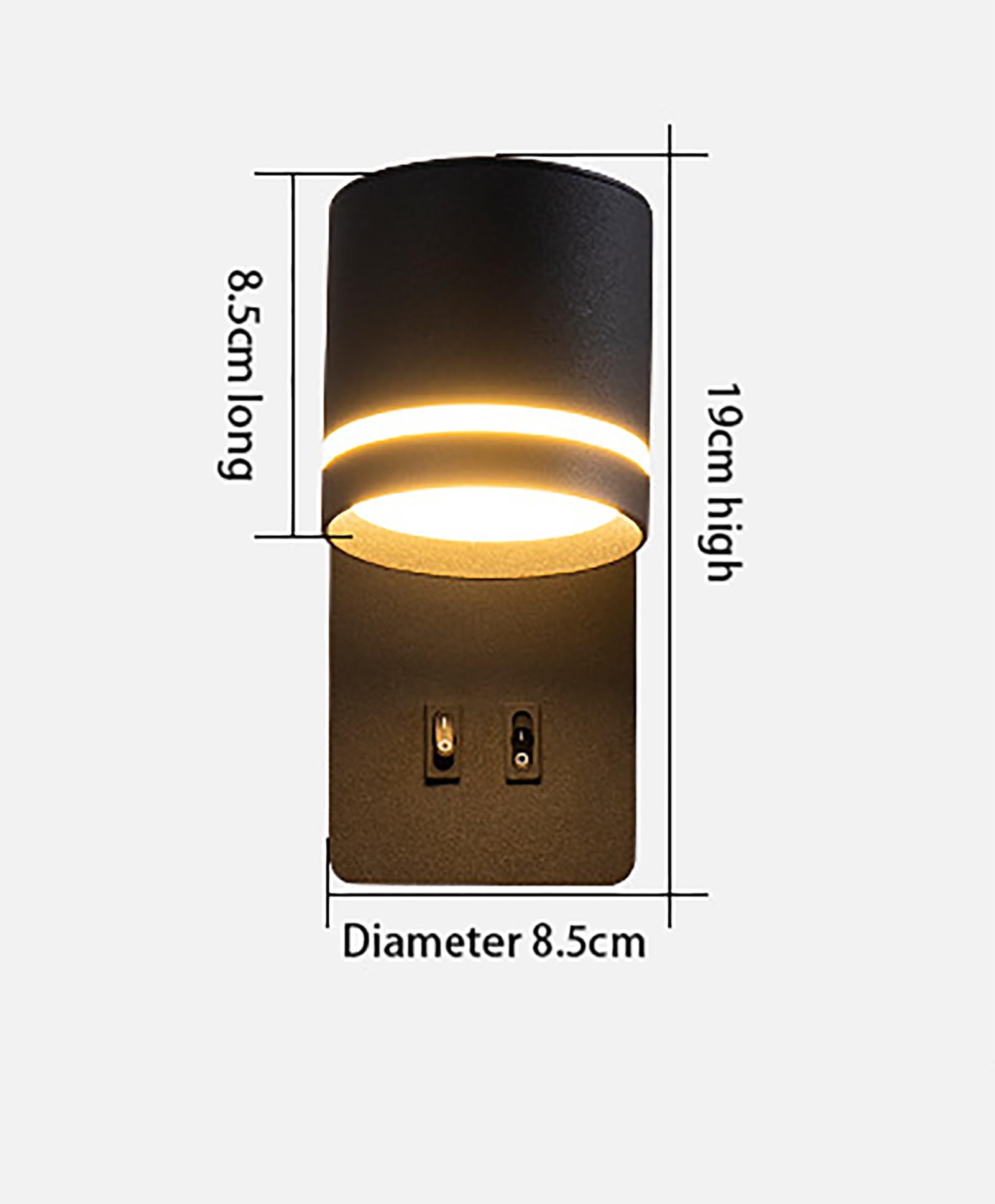 GUSGL Modern Plug in Wall Sconce，Bedroom LED Wall Mounted Reading Lights Adjustable 9W Spotlight +6W Background Light 3000K