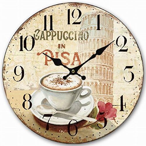 Lovely Italian Style Round Clock, Eruner Vintage Hallway Wall Clock 16" Family Room Beauty Room Clock MDF Wood Shabby Chic Watch Unframed with No Second Hands Classy Good Size Clock for Living Room Wall