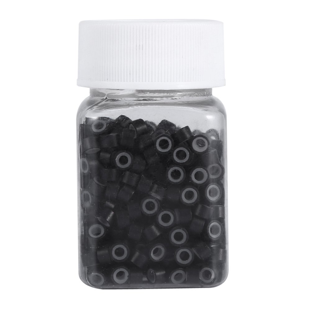 ANGGREK 500pcs Silicone Lined Micro Links Rings for Hair Extensions 5mm Hair Beads Links Beads Pipe Links Bead