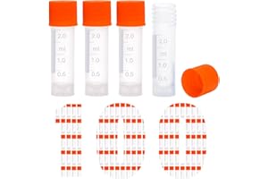 NAOEDEAH 100 Pcs 2ml Vials Centrifuge Tubes Plastic Sample Tubes Cryogenic Vials Small Vials with Screw Caps Graduated Bottles Test Tubes with Lids (Orange)