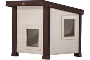 New Age Pet ECOFLEX Albany Outdoor Cat House, Weather‑Resistant, Dual Door Flaps, 21" W x 20" H