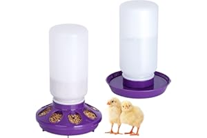 NAOEDEAH Chicken Feeder and Waterer Set - No Waste Chick Starter Kit With 1L Water Feeder for Poultry and Baby Chicks (Purple)