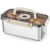 Stainless Steel Bread Box with Handle - a sealed bread storage container featuring a sealed lid and a handle, suitable for time-recording storage. This bread box is ideal for preserving kitchen food