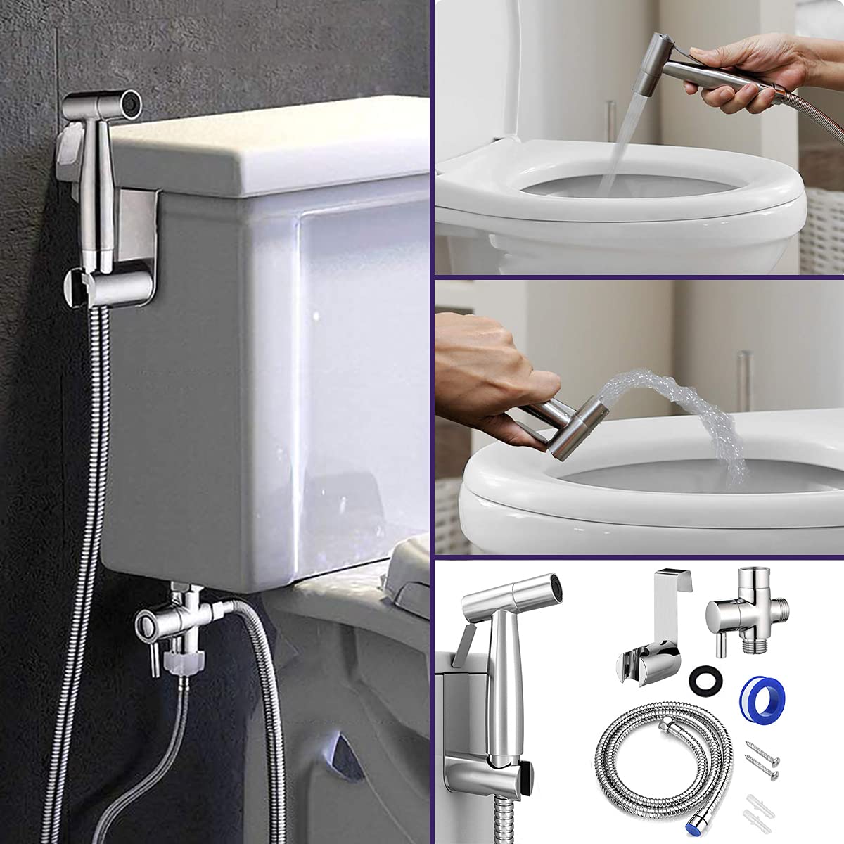 Handheld Bidet Toilet Sprayer Jet Kit Stainless Steel Shattaf Sprayer Kit Bathroom Personal Hygiene