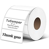TuSamper 2×1 Inch Thermal Labels Sticker Self-Adhesive Label Paper White Direct Thermal Printer Stickers with Perforation Line 1000 Sheets/Roll