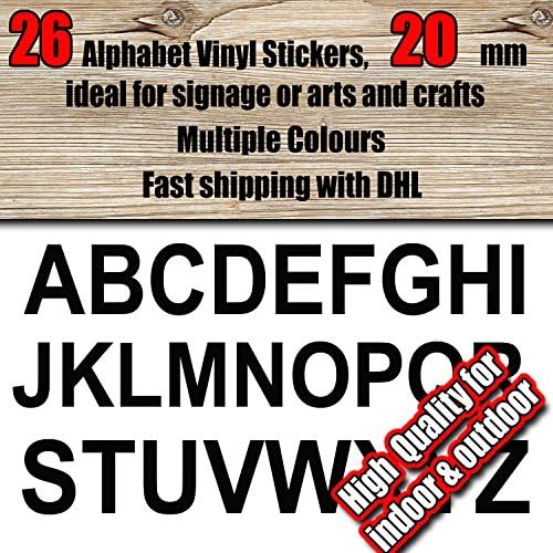 26 Alphabet A-Z LETTERS OR Custom Personalised TEXT " 20 mm " VINYL Stickers HIGH QUALTITY self adhesive for indoor & outdoor for signage or arts and crafts,suitable for use at home, school or work, Multiple Colours, Sticker Decal,Weatherproof,Adress, Domain, website,Name, for Boat, Bike Jetski, car,