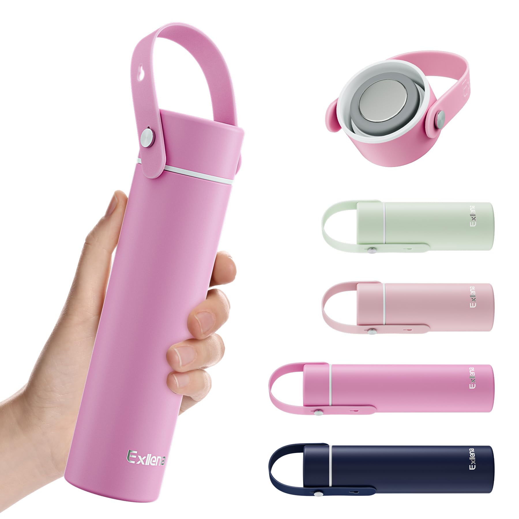 Photo 1 of ?Upgraded?Exllena Small Insulated Water Bottle 10oz with Adjustable Silicone Handle– Leakproof - Small Flask for Hot & Cold Drinks, Ideal for Purse, Lunchbox...(Lavender Hush)