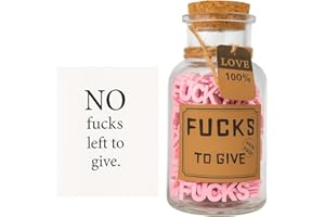 Fucks to Give Jar Gift(7oz) | Pink Fuck Wooden Letters | Funny Swear Jar Gag Gifts for Men, Women, Birthday Day, Holiday, Tha