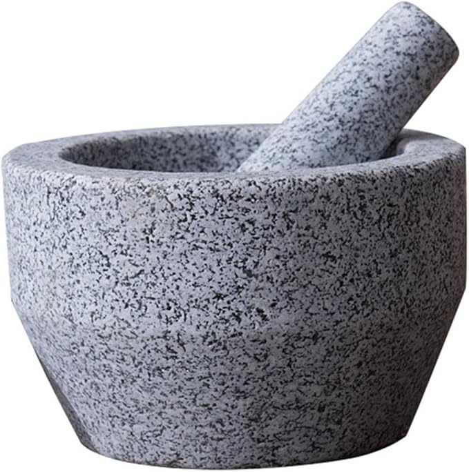 Solid Granite Mortar And Pestle Set Kitchen Tool Natural Stone Grinding