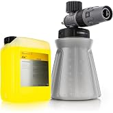 The Rag Company ULTRA H2O Foam Cannon &amp; AutoShampoo Bundle | Stainless Steel Internals | Fully Adjustable Spray Patterns and Dilution Ratios | Chemical-Resistant HDPE Wide-Mouth Bottle