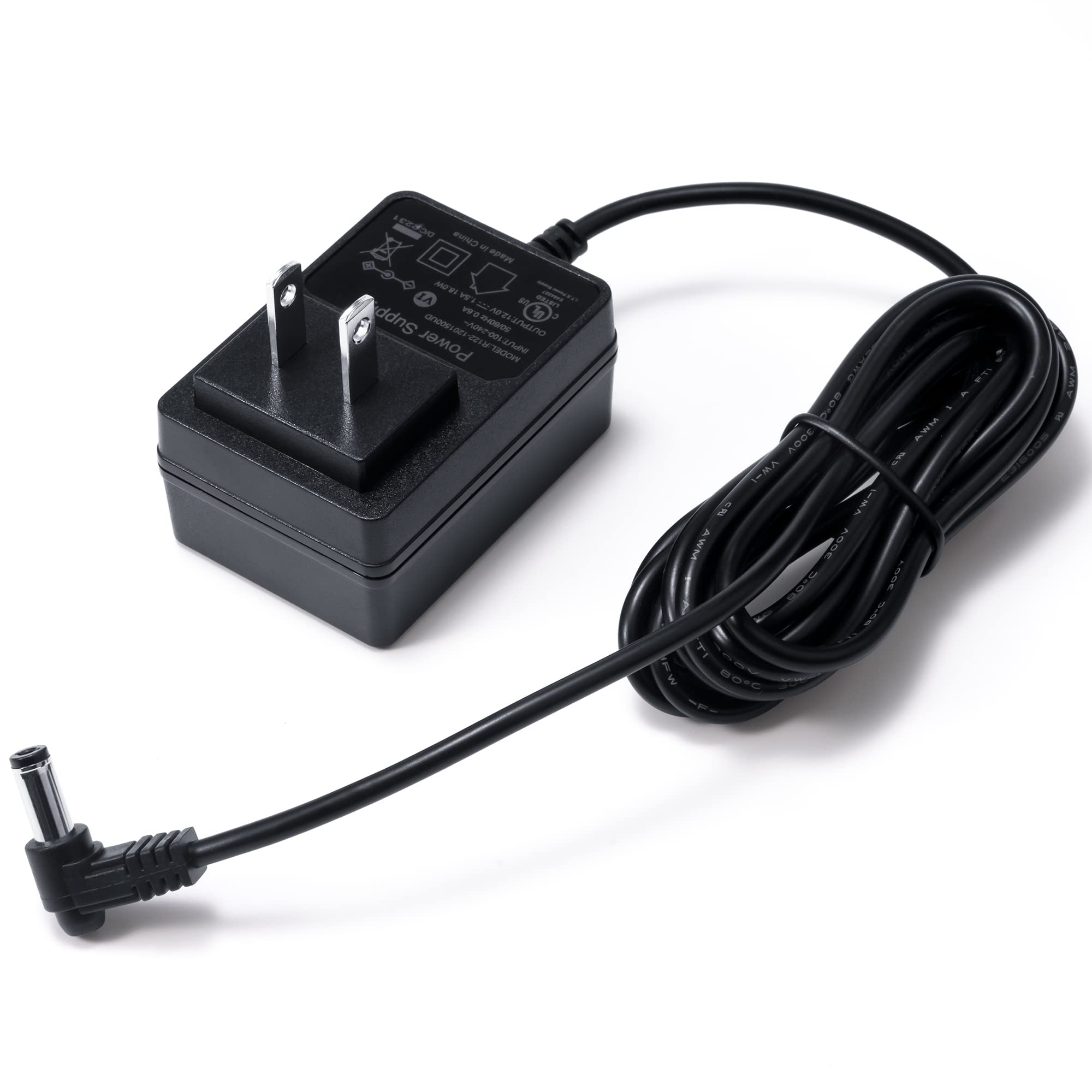 Photo 1 of 6.5ft Cable 12V 2A Power Supply with 90 Degree Angle, 12V/2A 24W Wall Plug Charger AC Adapter 5.5mm x 2.1mm for LED Light Panel Light Strip Camera Monitor Router (200cm Cord)