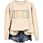 MUYLANTEZ Teacher Sweatshirts for Women Teach Them to Be Kind Shirt Teach Kindness Sweatshirt Teacher Life Crewneck Tops