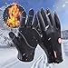 Cycling Gloves, Waterproof Leather Touchscreen in Winter Outdoor Windproof Bike Gloves Fasion Work Gloves Adjustable Size- Black, M