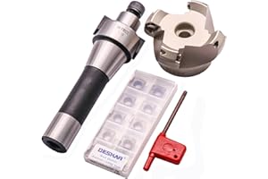 SEFHLI 2.48"/63mm Cutting Diameter 45 Degree 4 Flute Indexable CNC Face End Mill Shell Cutter KM12 63-22-4T, Shank Face End Mill Arbor R8-FMB22 7/16-20 with 10Pcs SEKT1204 Carbide Inserts and T20 Wrench