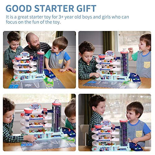 Car Parking Garage Toys, Garage Building Toy Set with Sound and Light