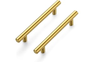 Ravinte Gold Cabinet Handles 5 Pack 3-3/4 Inch Cabinet Pulls Brushed Brass Kitchen Cabinet Handles Modern Drawer Pulls Gold Hardware for Kitchen Cabinet