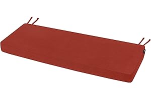 Favoyard Outdoor Bench Cushion 48 x 16 Inch Rainproof Patio Furniture Cushions 3-Year Color Fastness Garden Settee Porch Pads with Ties, Red