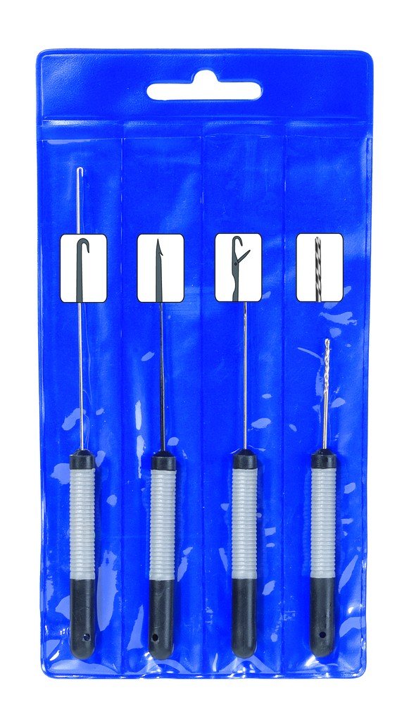 Boilie Needle Set 4-Piece with Boilie Drill - Bait Needle Set for Carp & Catfish Fishing | Stringer Needle, Bait Drill & Fishing Accessories with Non-Slip Handle & Transport Bag