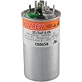 HUAREW 25+5 uF ±6% 25 5 MFD 370/440 VAC CBB65 Dual Run Start Round Capacitor for Condenser Straight Cool or Heat Pump Air Conditioner or AC Motor and Fan Starting