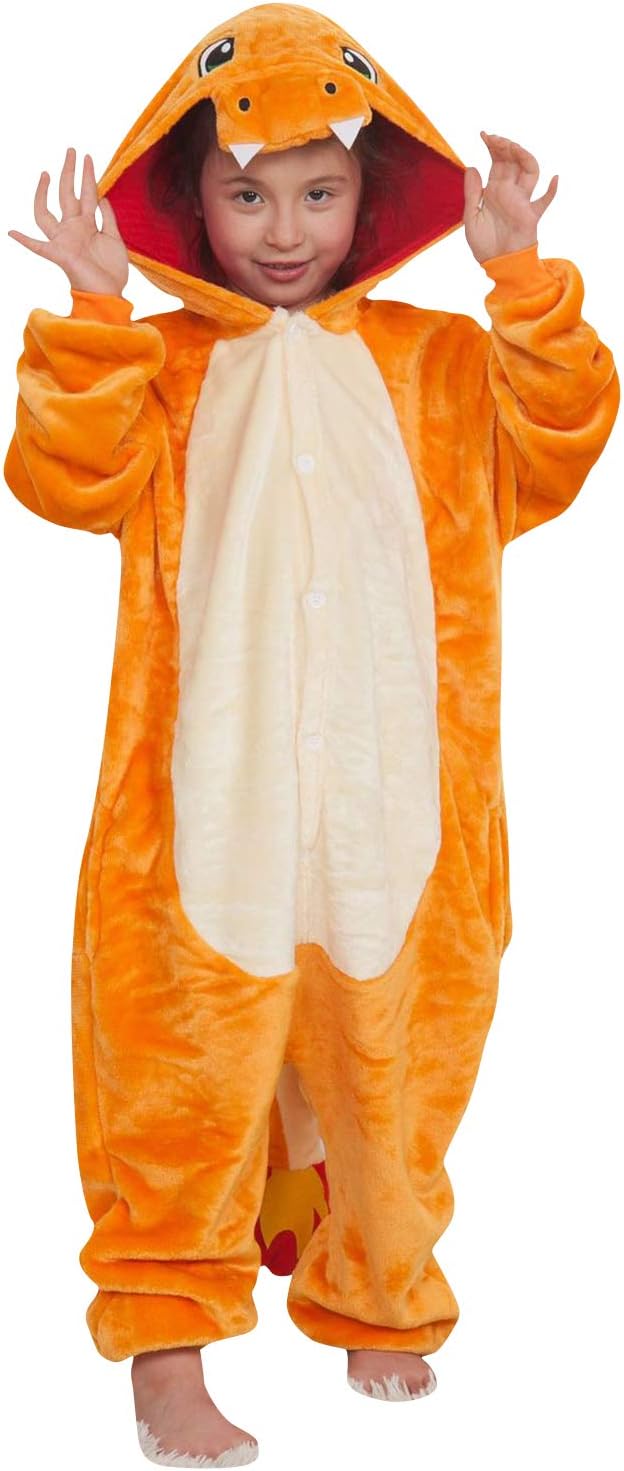 YAOMEI Kids Onesies Kigurumi Pyjamas, Girls Boys Flannel Animal Sleepsuit Nightwear Hoodie, Halloween Costume Xmas Cosplay Party