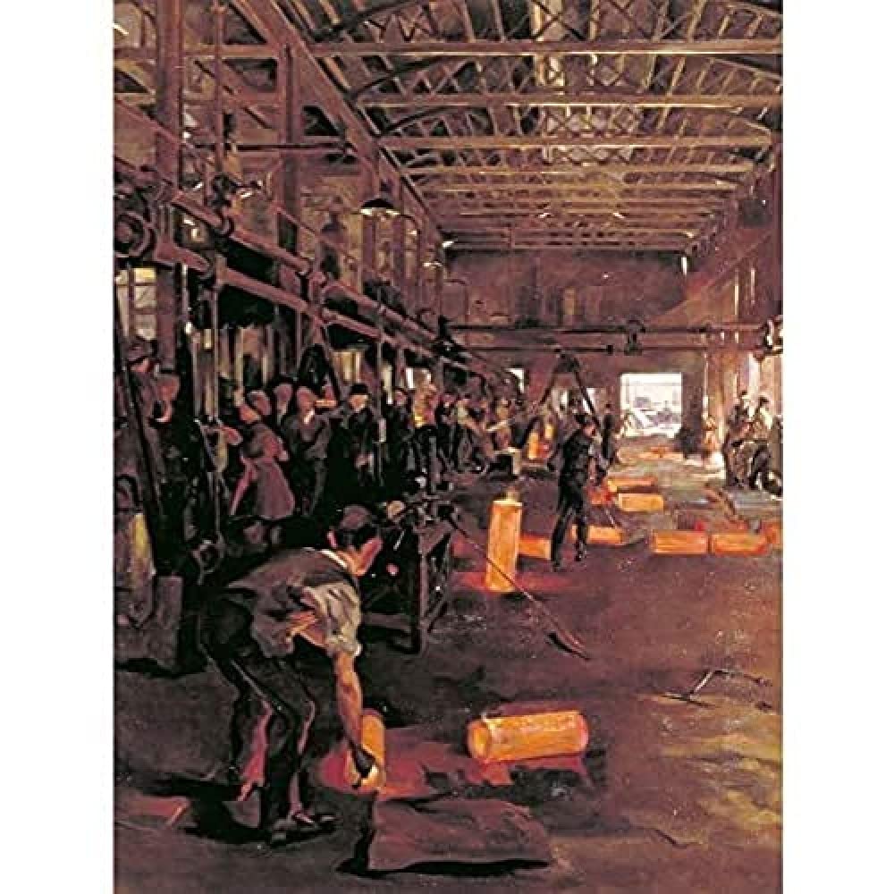 Airy Munition Factory Forge Scene WWI War Painting Art Print Canvas Premium Wall Decor Poster Mural